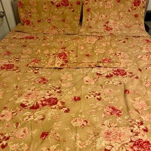 Pottery Barn Twin Linen Rose Duvet Cover and Shams